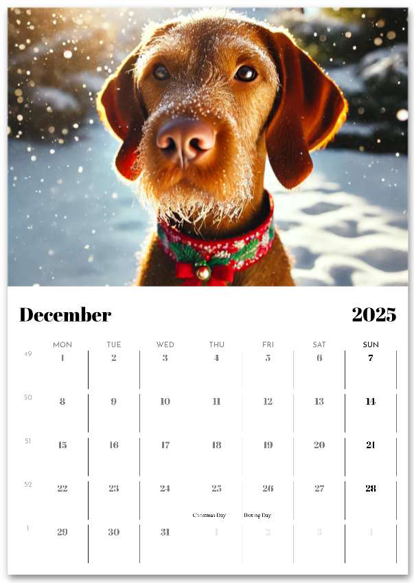 2026 Wire Hair Vizsla Wall Calendar (A3) Summer Cover
