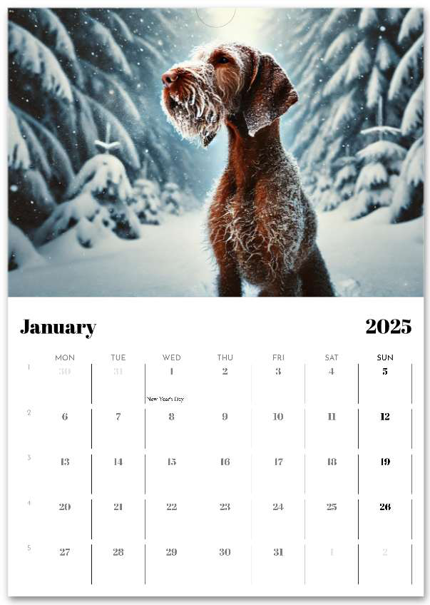 2026 Wire Hair Vizsla Wall Calendar (A3) Summer Cover