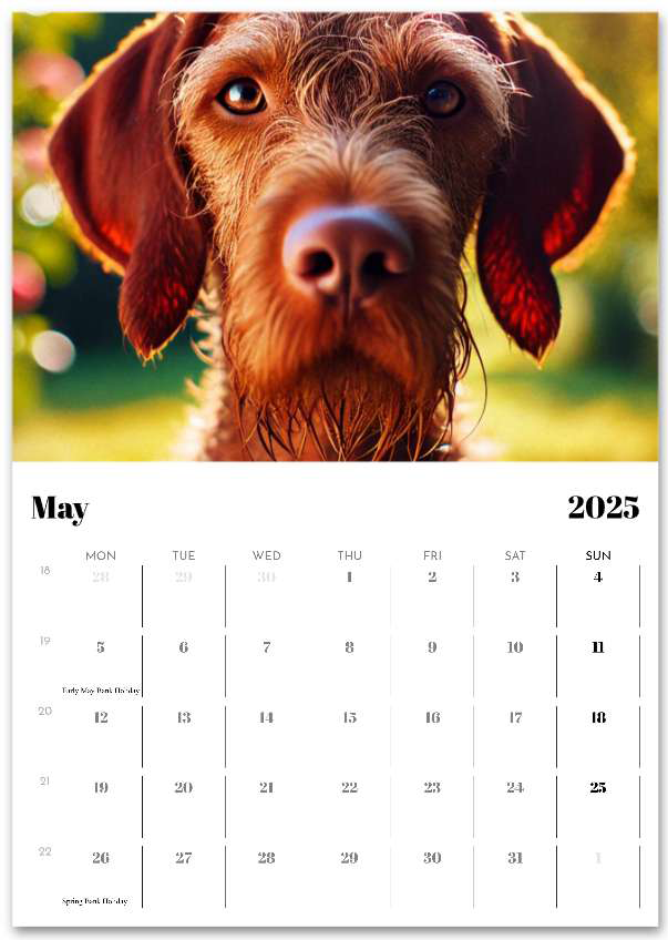 2026 Wire Hair Vizsla Wall Calendar (A3) Summer Cover