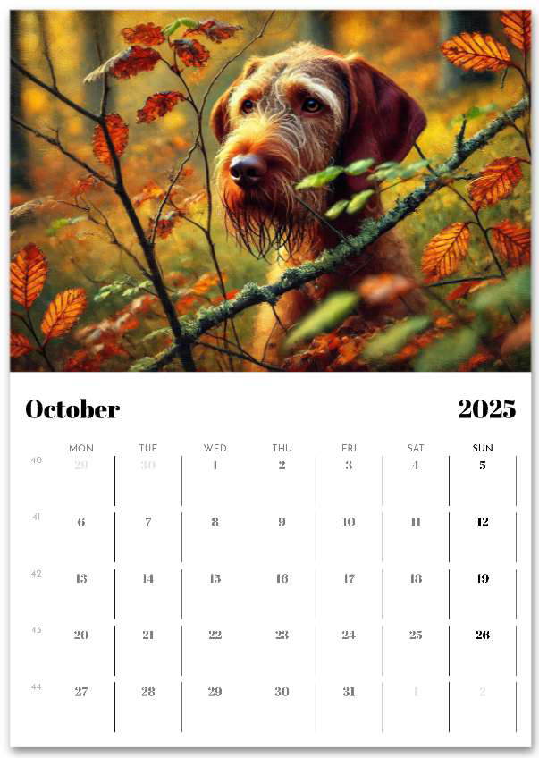 2026 Wire Hair Vizsla Wall Calendar (A3) Summer Cover