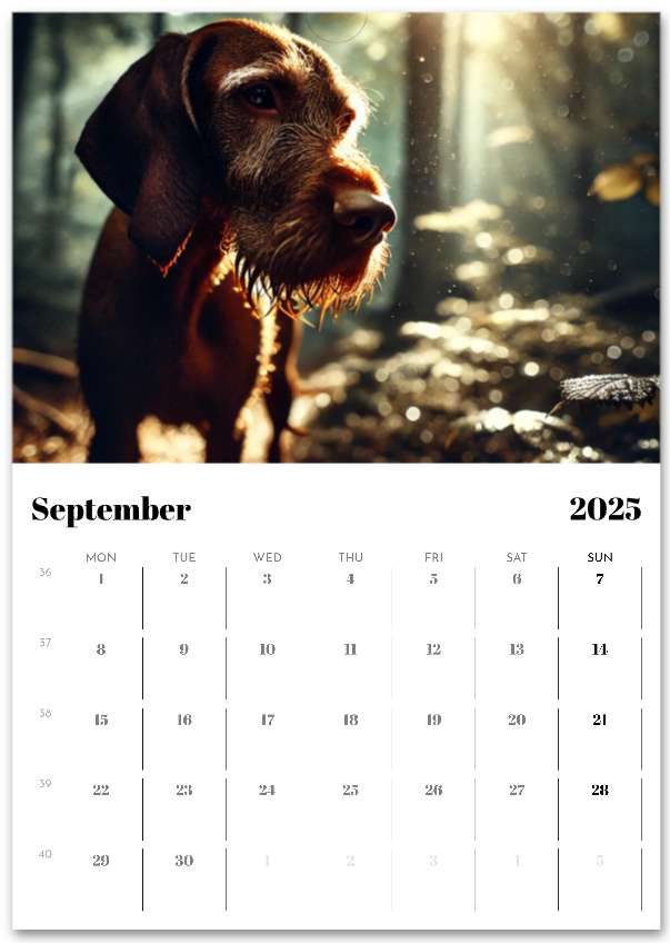 2026 Wire Hair Vizsla Wall Calendar (A3) Summer Cover
