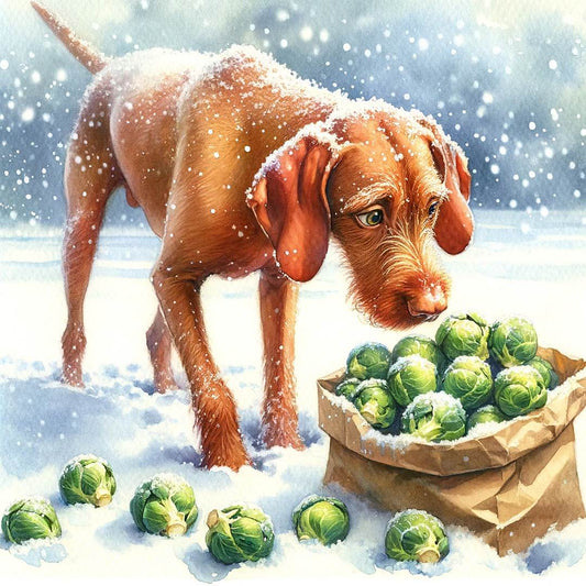 Sniffing Sprouts Wirehaired Vizsla Christmas Card