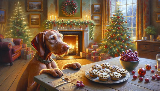 Mince Pies Wirehaired Vizsla Christmas Card