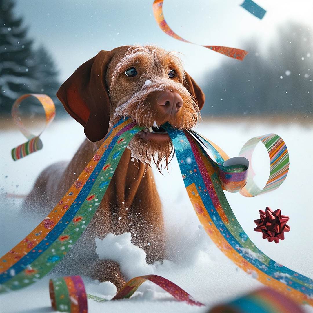 Wrapping Paper Wirehaired Vizsla Christmas Card