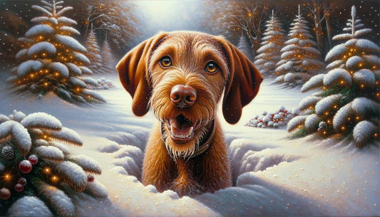 Snow Fun Wirehaired Vizsla Christmas Card