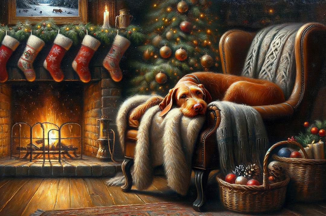 Time For A Snooze Wirehaired Vizsla Christmas Card