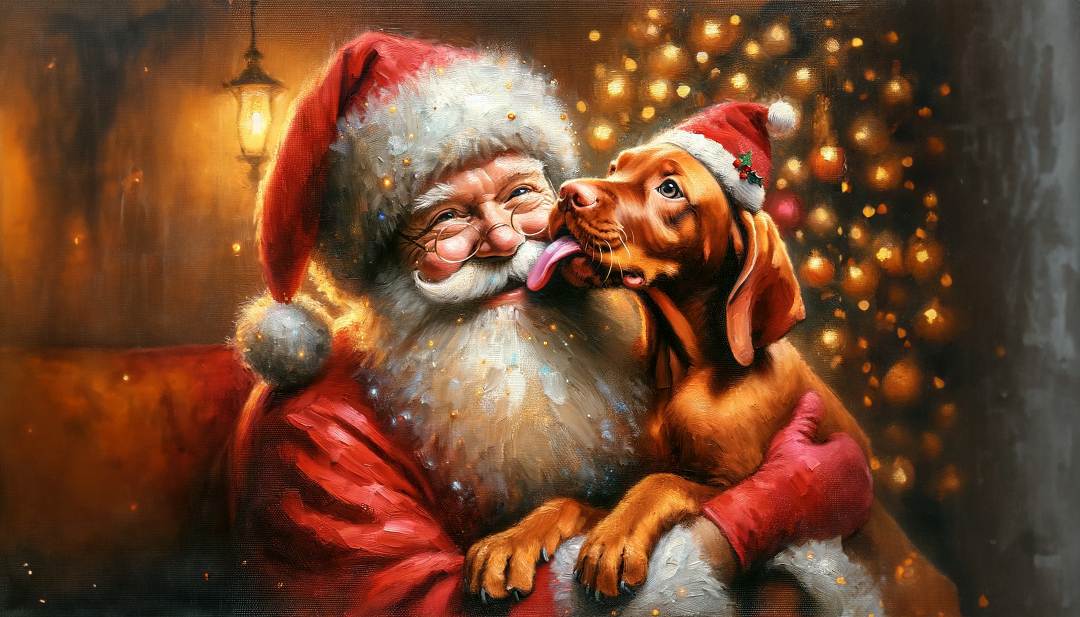 Yes Santa I Have Been A Good Boy Vizsla Christmas Card