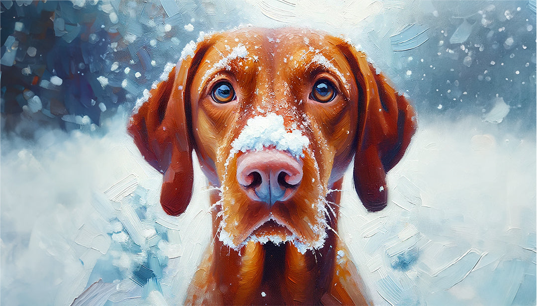 Snow Capped Companion Vizsla Christmas Card