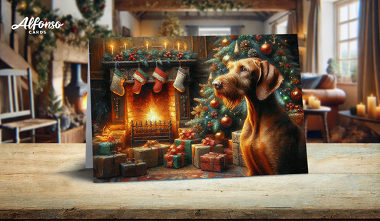 Wire Hair Vizsla Cosy Christmas Card