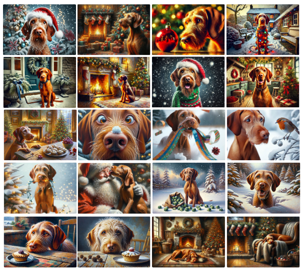 Assorted Wirehair Vizsla Christmas Card Pack - Choose Your Own With Multi Card Discounts!