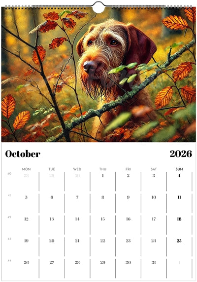 2026 Wire Hair Vizsla Wall Calendar (A3) Summer Cover
