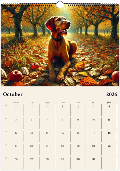 2026 Wire Hair Vizsla Wall Calendar (A3) Winter Cover