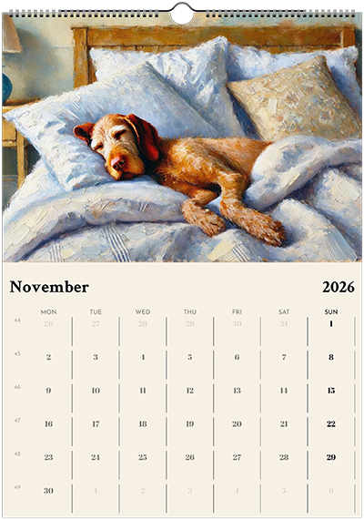 2026 Wire Hair Vizsla Wall Calendar (A3) Winter Cover
