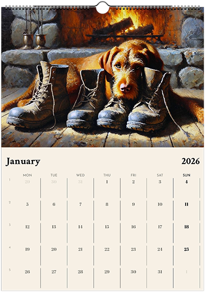 2026 Wire Hair Vizsla Wall Calendar (A3) Winter Cover