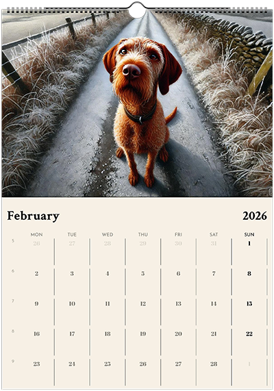2026 Wire Hair Vizsla Wall Calendar (A3) Winter Cover