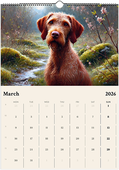 2026 Wire Hair Vizsla Wall Calendar (A3) Winter Cover