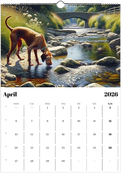 2026 Wire Hair Vizsla Calendar (A3) Spring Cover
