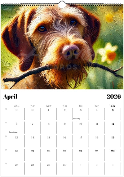 2026 Wire Hair Vizsla Wall Calendar (A3) Summer Cover