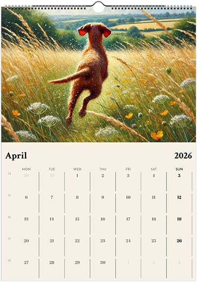 2026 Wire Hair Vizsla Wall Calendar (A3) Winter Cover