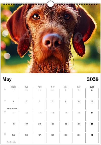 2026 Wire Hair Vizsla Wall Calendar (A3) Summer Cover