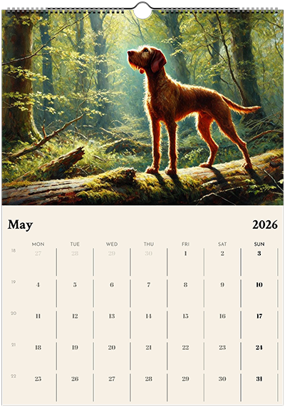 2026 Wire Hair Vizsla Wall Calendar (A3) Winter Cover