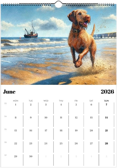 2026 Wire Hair Vizsla Calendar (A3) Spring Cover