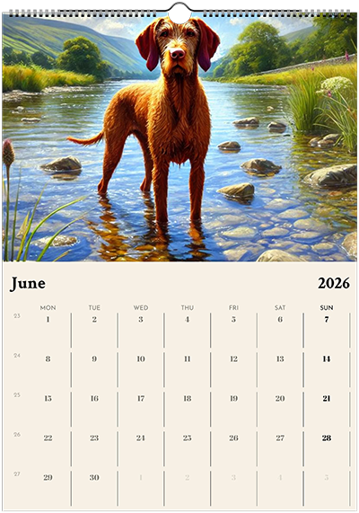 2026 Wire Hair Vizsla Wall Calendar (A3) Winter Cover