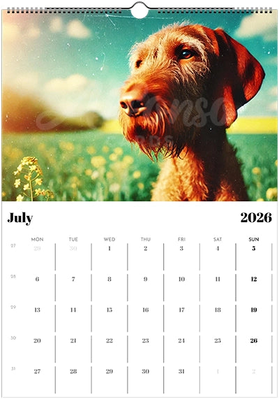 2026 Wire Hair Vizsla Wall Calendar (A3) Summer Cover