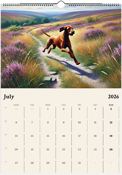 2026 Wire Hair Vizsla Wall Calendar (A3) Winter Cover