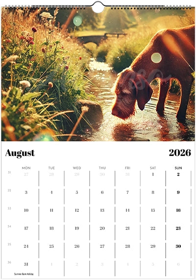 2026 Wire Hair Vizsla Wall Calendar (A3) Summer Cover