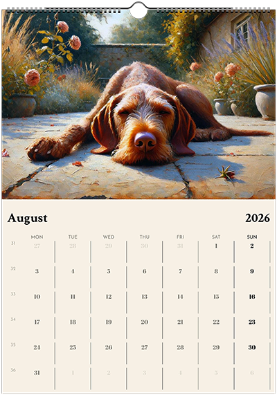 2026 Wire Hair Vizsla Wall Calendar (A3) Winter Cover