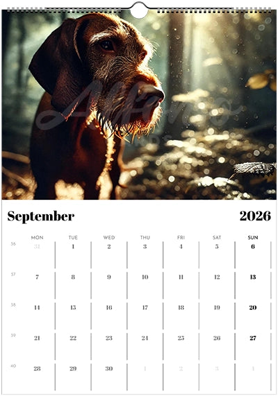 2026 Wire Hair Vizsla Wall Calendar (A3) Summer Cover