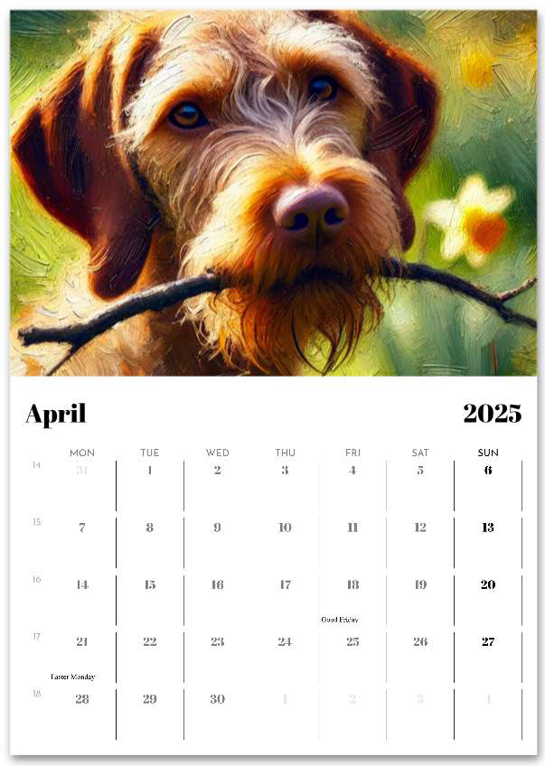 2025 Wire Hair Vizsla Wall Calendar (A3)