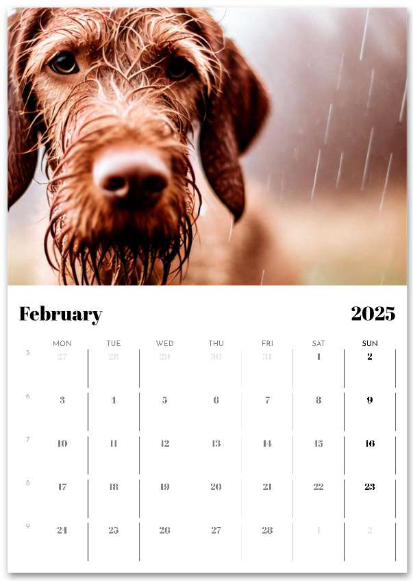 2025 Wire Hair Vizsla Wall Calendar (A3)