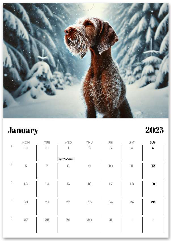 2025 Wire Hair Vizsla Wall Calendar (A3)