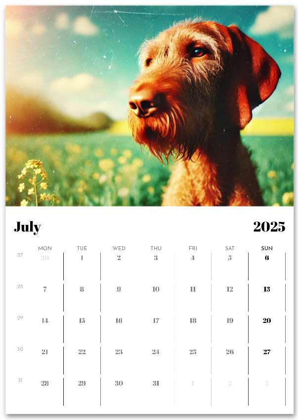 2025 Wire Hair Vizsla Wall Calendar (A3)