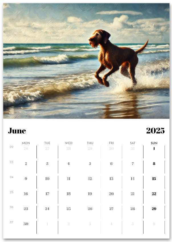 2025 Wire Hair Vizsla Wall Calendar (A3)