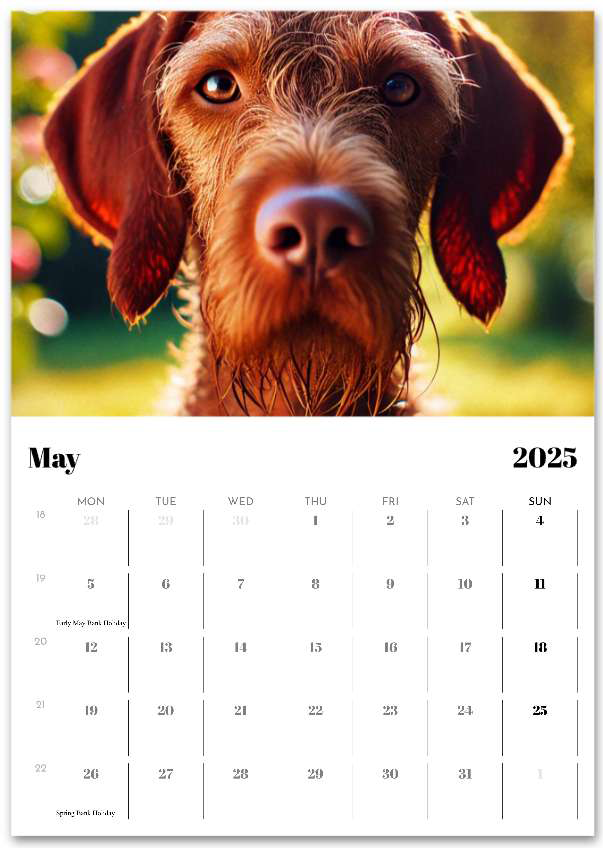 2025 Wire Hair Vizsla Wall Calendar (A3)