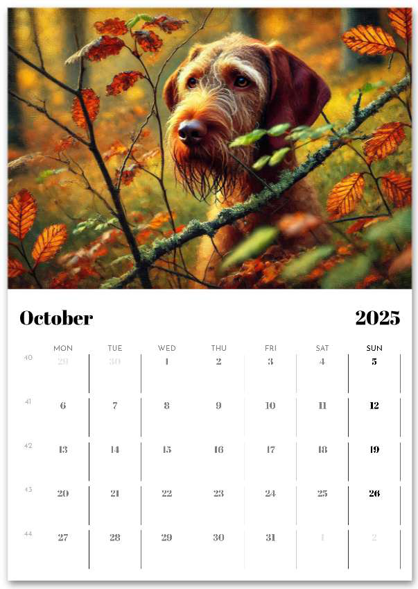 2025 Wire Hair Vizsla Wall Calendar (A3)