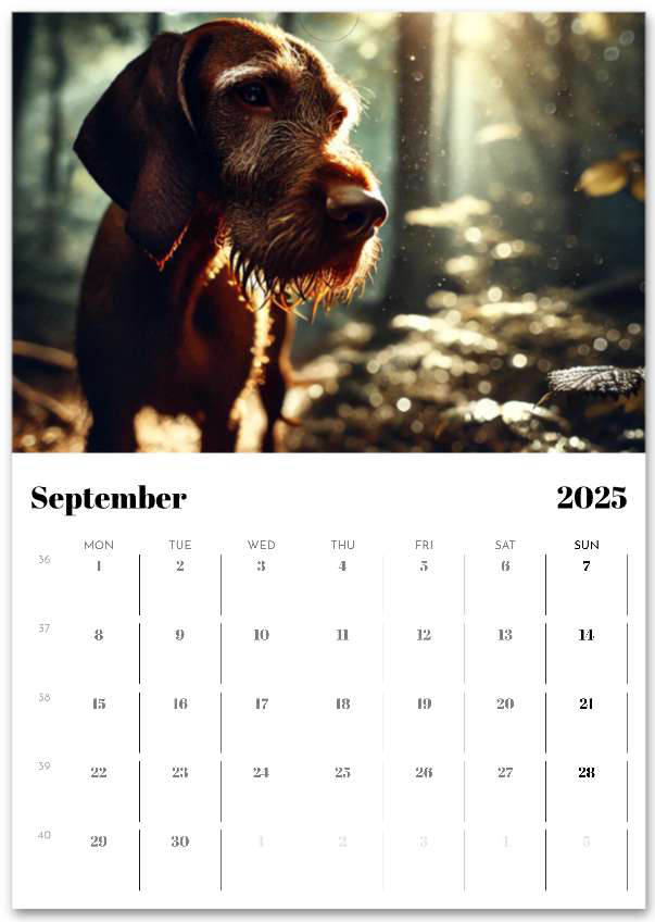 2025 Wire Hair Vizsla Wall Calendar (A3)